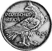 Germany 25 Pfennig (Karl Goetz Issues. Pattern) X# 12 DEUTSCHES REICH 1909 A coin obverse