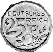 Germany 25 Pfennig (Karl Goetz Issues. Pattern) X# 7 DEUTSCHES REICH 25 PF. D coin obverse