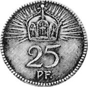 Germany 25 Pfennig (Karl Goetz Issues. Pattern) X# 12 25 PF. coin reverse