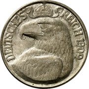 Germany 25 Pfennig Pattern 1909 A KM# Pn177 DEUTSCHES REICH 1909 coin obverse