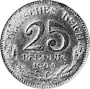 Germany 25 Pfennig (Pattern) KM# Pn154 25 PFENNIG 1909 DEUTSCHES REICH coin obverse