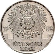 Germany 25 Pfennig (Wilhelm II Pattern) KM# Pn124 1908 DEUTSCHES REICH coin obverse