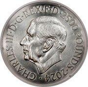 UK 2500 Pounds (Paul McCartney. Colored) CHARLES III D G REX F D 2500 POUNDS 2024 MJ coin obverse UK 2500 Pounds (Paul McCartney. Colored) CHARLES III D G REX F D 2500 POUNDS 2024 MJ coin obverse