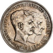 Germany 3 Mark (Ernst August Wedding and Accession) KM# Pn57 ERNST AUGUST-VIKTORIA LUISE ZU BRAUN LUN A 1. NOV 1913 coin obverse