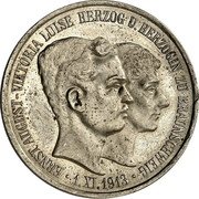 Germany 3 Mark (Ernst August Wedding and Accession) KM# Pn56 ERNST AUGUST-VIKTORIA LUISE HERZOG U. HERZOGIN ZU BRAUNSCHWEIG 1.XI.1913 A coin obverse