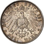 Germany 3 Mark (Ernst August Wedding and Accession) KM# Pn57 DEUTSCHES REICH 1915 DREI MARK 1915 A coin reverse