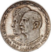Germany 3 Mark (Frederick II and Duchess Marie Silver Wedding. Pattern) DESSAU 1914 MARIE FRIEDRICH II ZUR FEIER DER SILBERNEN HOHZEIT coin obverse