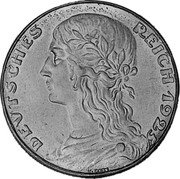 Germany 3 Mark (Karl Goetz Issues. Germania) X# 34 DEUTSCHES REICH 1925 coin obverse