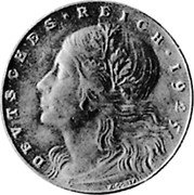 Germany 3 Mark (Karl Goetz Issues. Germania) X# 32 DEUTSCHES REICH 1925 coin obverse
