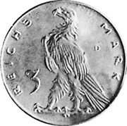 Germany 3 Mark (Karl Goetz Issues. Germania) X# 43 REICHS MARK 3 D coin reverse