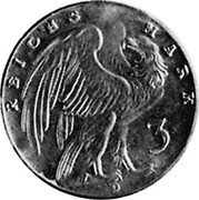 Germany 3 Mark (Karl Goetz Issues. Germania) X# 36 3 REICHS MARK coin reverse