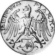 Germany 3 Mark (Karl Goetz Issues. Germania) X# 37 3 REICHS MARK coin reverse