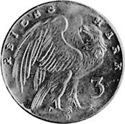 Germany 3 Mark (Karl Goetz Issues. Germania) X# 32 3 REICHS MARK D coin reverse