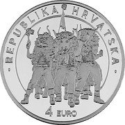 Croatia 4 Euro (Halubje Bell Ringers) KM# 171 REPUBLIKA HRVATSKA 4 EURO coin obverse Croatia 4 Euro (Halubje Bell Ringers) KM# 171 REPUBLIKA HRVATSKA 4 EURO coin obverse
