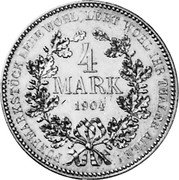 Germany 4 Mark (Hch. Schmidt Issues. Pattern) X# 15 4 MARK 1904 FÜNFMARKSTÜCK LEBE WOHL LEBT WOHL IHR THALER ALLE! coin reverse Germany 4 Mark (Hch. Schmidt Issues. Pattern) X# 15 4 MARK 1904 FÜNFMARKSTÜCK LEBE WOHL LEBT WOHL IHR THALER ALLE! coin reverse