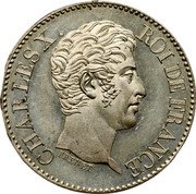 France 40 Francs (Pattern uniface by Brenet) CHARLES X ROI DE FRANCE BRENET coin obverse France 40 Francs (Pattern uniface by Brenet) CHARLES X ROI DE FRANCE BRENET coin obverse