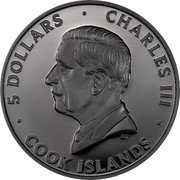 Cook Islands 5 Dollars (Butterfly) 5 DOLLARS CHARLES III DT COOK DOLLARS coin obverse Cook Islands 5 Dollars (Butterfly) 5 DOLLARS CHARLES III DT COOK DOLLARS coin obverse