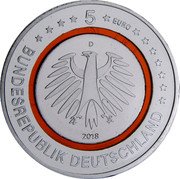 Germany 5 Euro (Subtropical Zone) KM# 370 5 EURO D 2018 BUNDESREPUBLIK DEUTSCHLAND coin obverse