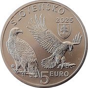 Slovakia 5 Euro The Eastern Imperial Eagle 2025 BUNC 2025 KL SLOVENSKO 5 EURO coin obverse Slovakia 5 Euro The Eastern Imperial Eagle 2025 BUNC 2025 KL SLOVENSKO 5 EURO coin obverse