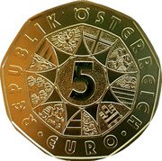 Austria 5 Euros (Narcissus) REPUBLIK ÖSTERREICH 5 EURO coin obverse Austria 5 Euros (Narcissus) REPUBLIK ÖSTERREICH 5 EURO coin obverse