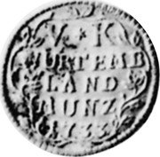 Germany 5 Kreuzer (Eberhard Ludwig) KM# 315 ...LAND MUNZ 1733 coin reverse