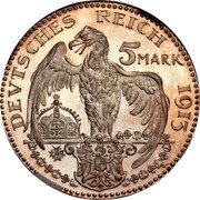 Germany 5 Mark (Medallic Coinage. Ludwig III) X# M3e DEVTSCHES REICH 1913 5 MARK coin reverse