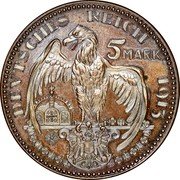Germany 5 Mark (Medallic Coinage. Ludwig III) X# M3b DEVTSCHES REICH 1913 5 MARK coin reverse
