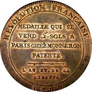 France 5 Sols (Monneron. Sacrement 3rd Type) RÉVOLUTION FRANÇAISE. 1792 MEDAILLE QUI SE VEND 5 - SOLS A PARIS CHEZ MONNERON PATENTÉ L'AN IV . DE LA LIBERTÉ coin reverse France 5 Sols (Monneron. Sacrement 3rd Type) RÉVOLUTION FRANÇAISE. 1792 MEDAILLE QUI SE VEND 5 - SOLS A PARIS CHEZ MONNERON PATENTÉ L'AN IV . DE LA LIBERTÉ coin reverse