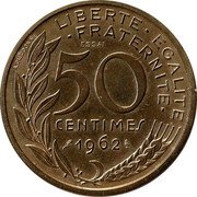 France 50 Centimes (Marianne Essai CuAlNi) LIBERTE EGALITE FRATERNITE A.DIEUDONNE ESSAI 50 CENTIMES 1962 coin reverse France 50 Centimes (Marianne Essai CuAlNi) LIBERTE EGALITE FRATERNITE A.DIEUDONNE ESSAI 50 CENTIMES 1962 coin reverse