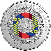 Australia 50 Cents (Australian Honours and Awards System) AUSTRALIAN HONOURS AND AWARDS 1975 - 2025 50 coin reverse Australia 50 Cents (Australian Honours and Awards System) AUSTRALIAN HONOURS AND AWARDS 1975 - 2025 50 coin reverse