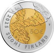 Finland 50 Euro (Finnish Veterans) 2025 SUOMI FINLAND K 50€ coin obverse Finland 50 Euro (Finnish Veterans) 2025 SUOMI FINLAND K 50€ coin obverse