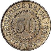 Germany 50 Pfennig (Otto Pattern) DEUTSCHES REICH 1903 50 PFENNIG coin reverse