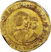 Italy 8 Scudi D'oro (Francesco Hyacinth) CHR FR FR HYAC DVCES SABAV P P PED R R CYPRI coin obverse Italy 8 Scudi D'oro (Francesco Hyacinth) CHR FR FR HYAC DVCES SABAV P P PED R R CYPRI coin obverse