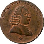 UK Halfpenny (Warwickshire. Birmingham. Johnson. Three Lions) DR. SAMUEL JOHNSON coin obverse