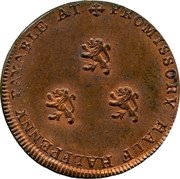 UK Halfpenny (Warwickshire. Birmingham. Johnson. Three Lions) PROMISSORY HALFPENNY PAYABLE AT coin reverse