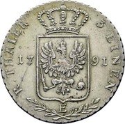 Germany 1/3 Thaler (1/2 Gulden) 1791 E KM# 344 Kingdom / Regular Coinage coin reverse Germany 1/3 Thaler (1/2 Gulden) 1791 E KM# 344 Kingdom / Regular Coinage coin reverse