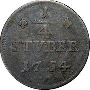 Germany 1/4 Stüber 1754 KM# 3 Wied-Runkel / Countship / Regular Coinage coin reverse Germany 1/4 Stüber 1754 KM# 3 Wied-Runkel / Countship / Regular Coinage coin reverse