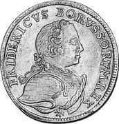 Germany 1/6 Thaler 1751 B KM# 252 Kingdom / Regular Coinage coin obverse Germany 1/6 Thaler 1751 B KM# 252 Kingdom / Regular Coinage coin obverse