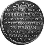 Germany 1/8 Thaler 1764 KM# 84 Passau / Bishopric / Regular Coinage coin reverse