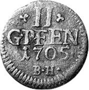 Germany 2 Pfennig 1705 BH KM# 53 Kingdom / Regular Coinage coin reverse Germany 2 Pfennig 1705 BH KM# 53 Kingdom / Regular Coinage coin reverse