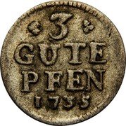 Germany 3 Pfennig 1735 EGN KM# 218 Kingdom / Regular Coinage coin reverse