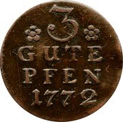 Germany 3 Pfennig 1772 A KM# 328 Kingdom / Regular Coinage coin reverse Germany 3 Pfennig 1772 A KM# 328 Kingdom / Regular Coinage coin reverse