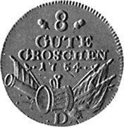Germany 8 Groschen (Gute) 1754 D KM# 274.2 Kingdom / Regular Coinage coin reverse