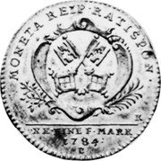 Germany 1/2 Thaler 1784 K/B KM# 446 Regensburg / Free City / Regular Coinage coin obverse Germany 1/2 Thaler 1784 K/B KM# 446 Regensburg / Free City / Regular Coinage coin obverse