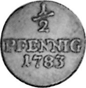 Germany 1/2 Pfennig 1783 KM# 130 Schwarzburg-Rudolstadt / Principality / Regular Coinage coin reverse