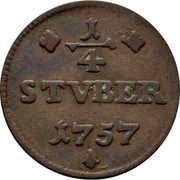 Germany 1/4 Stüber 1757 KM# 35 Sayn-Altenkirchen / Countship / Standard Coinage coin reverse Germany 1/4 Stüber 1757 KM# 35 Sayn-Altenkirchen / Countship / Standard Coinage coin reverse