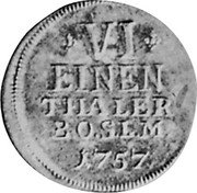 Germany 1/6 Thaler 1757 KM# 59 Sayn-Altenkirchen / Countship / Standard Coinage coin reverse Germany 1/6 Thaler 1757 KM# 59 Sayn-Altenkirchen / Countship / Standard Coinage coin reverse