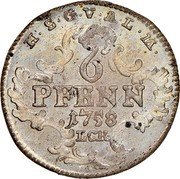 Germany 6 Pfennig (Sechser) 1758 LCK KM# 288 Saxe-Gotha-Altenburg / Duchy / Regular Coinage coin reverse