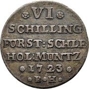 Germany 6 Schilling 1723 BH KM# 218 Schleswig-Holstein-Gottorp / Duchy / Regular Coinage coin reverse
