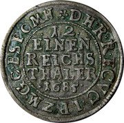 Germany 1/12 Thaler (Friedrich Wilhelm) 12 EINEN REICHS THALER 1685 D H R R ECVC IPZM GC BSPOMH coin reverse Germany 1/12 Thaler (Friedrich Wilhelm) 12 EINEN REICHS THALER 1685 D H R R ECVC IPZM GC BSPOMH coin reverse